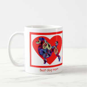 Poodle Dog Silhouette Valentines Day Red Heart Coffee Mug