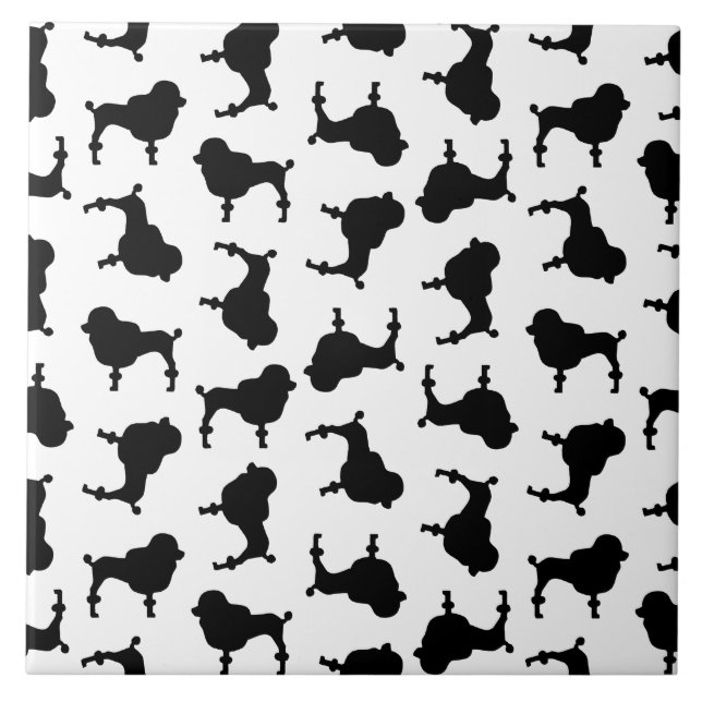Poodle Dog Silhouettes CUSTOM BACKGROUND COLOR Ceramic Tile (Front)