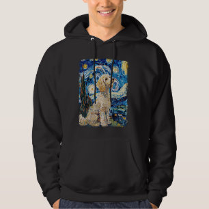 Poodle Dog Starry Night Painting Hoodie