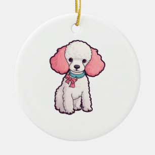 Poodle Dog Super Cute Ceramic Ornament