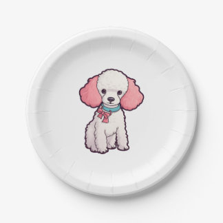 Poodle Dog Super Cute Paper Plate