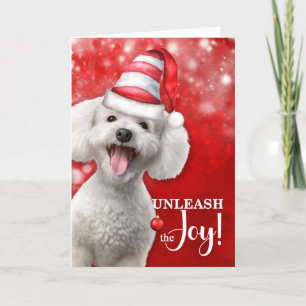 Poodle Dog Unleash the Joy Christmas Holiday Card