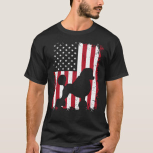 Poodle Dog Usa Flag Patriotic 4th Of July T-Shirt