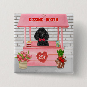 poodle Dog Valentine's Day Kissing Booth 15 Cm Square Badge
