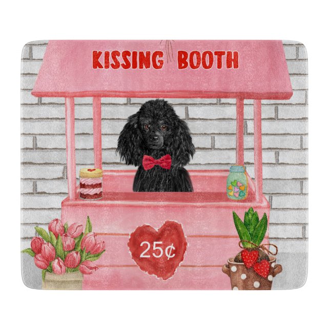 poodle Dog Valentine's Day Kissing Booth Cutting Board (Front)