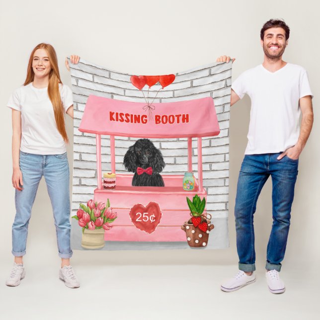 poodle Dog Valentine's Day Kissing Booth Fleece Blanket (In Situ)