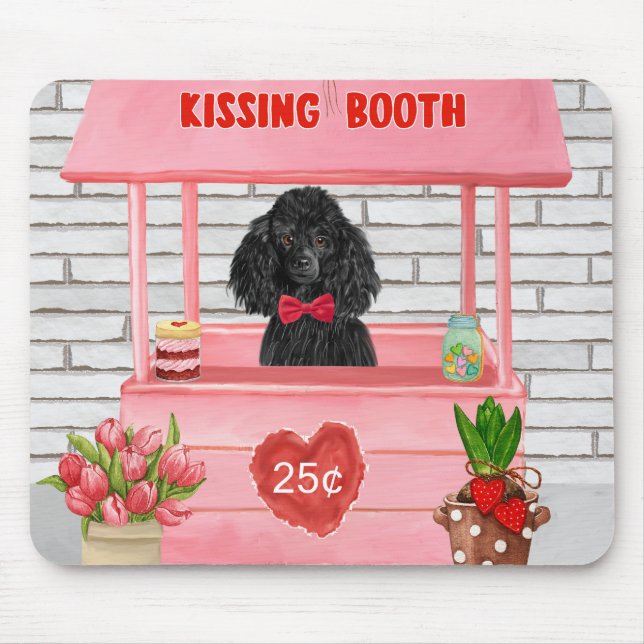poodle Dog Valentine's Day Kissing Booth Mouse Pad (Front)