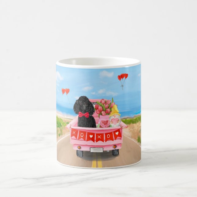 Poodle Dog Valentine's Day Truck Hearts Coffee Mug (Center)