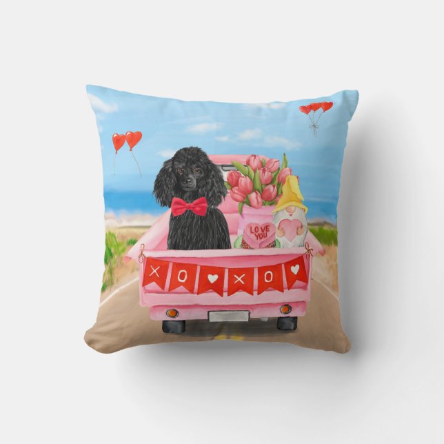 Poodle Dog Valentine's Day Truck Hearts Cushion (Front)