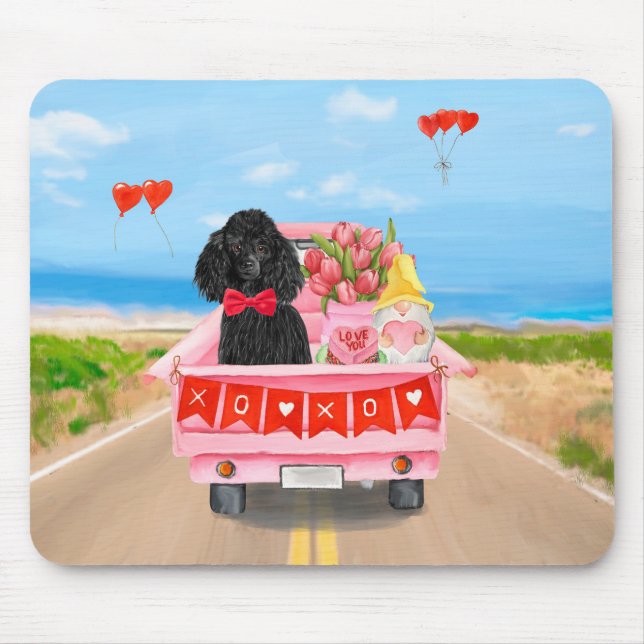 Poodle Dog Valentine's Day Truck Hearts  Mouse Pad (Front)