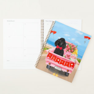 Poodle Dog Valentine's Day Truck Hearts  Planner