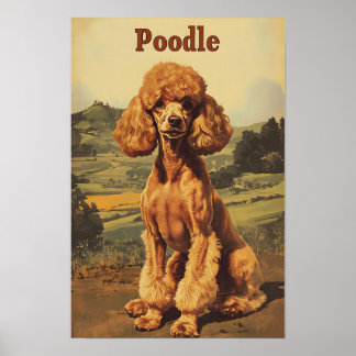 Poodle Dog Vintage Art Poster
