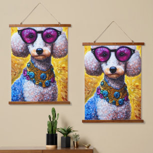 Poodle Dog Wearing Oversized Glasses  Hanging Tapestry