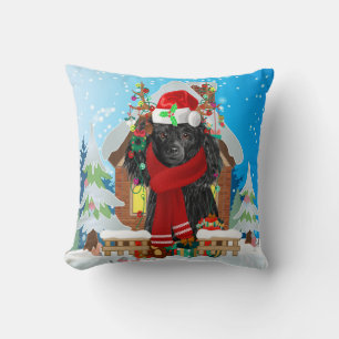 Poodle dog with Christmas gifts Cushion