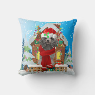 Poodle dog with Christmas gifts Cushion