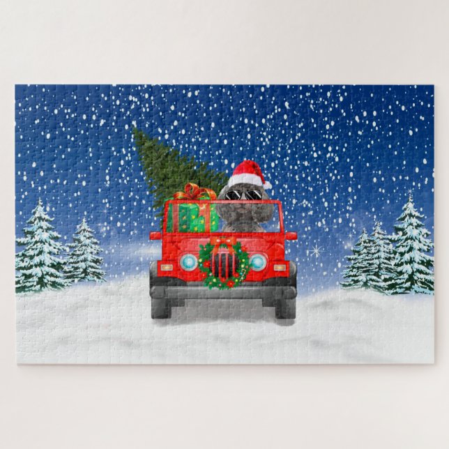 Poodle dog with Christmas gifts Jigsaw Puzzle (Horizontal)