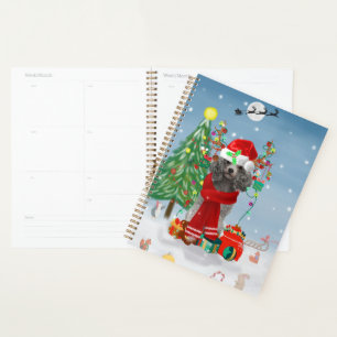 Poodle dog with Christmas gifts Planner