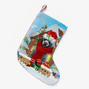Poodle dog with Christmas gifts Small Christmas Stocking