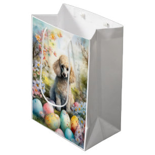 Poodle Dog with Easter Eggs Holiday Medium Gift Bag