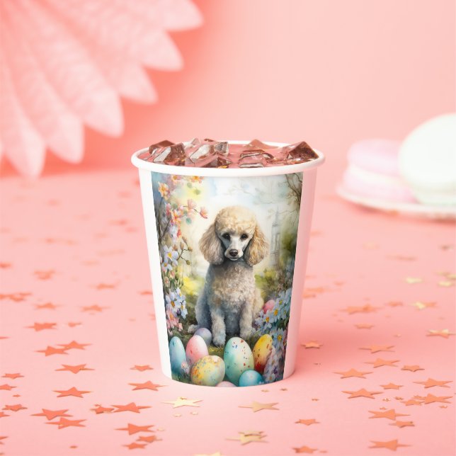 Poodle Dog with Easter Eggs Holiday Paper Cups (Insitu)
