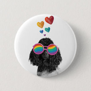 Poodle Dog with Hearts Valentine's Day 6 Cm Round Badge
