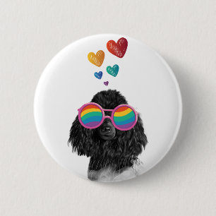 Poodle Dog with Hearts Valentine's Day  6 Cm Round Badge