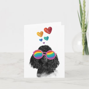 Poodle Dog with Hearts Valentine's Day Card