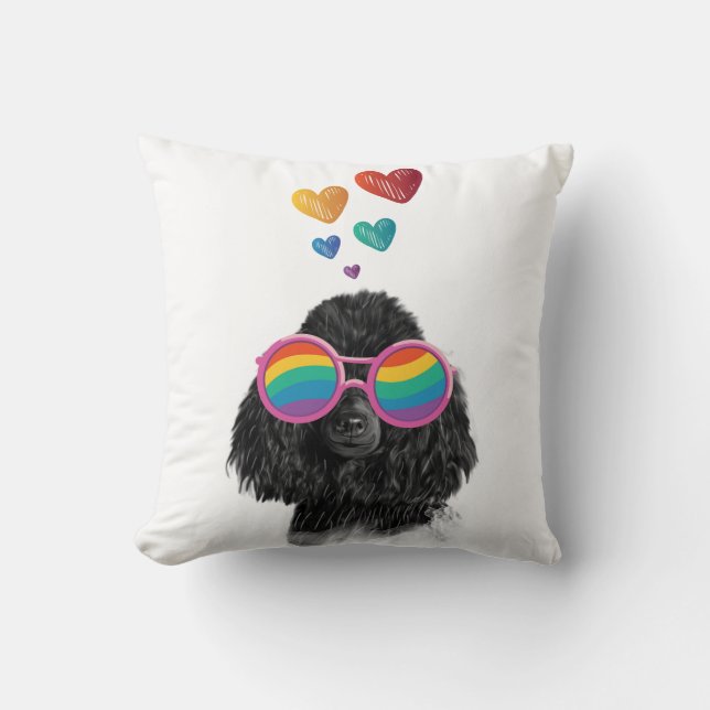 Poodle Dog with Hearts Valentine's Day Cushion (Front)