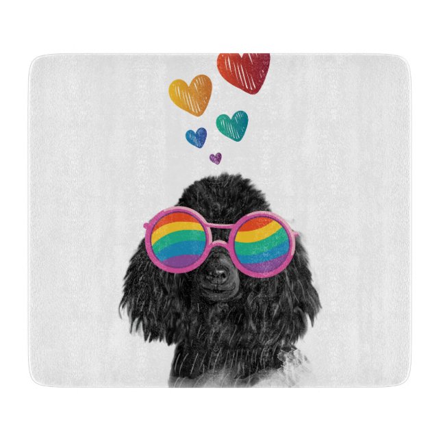 Poodle Dog with Hearts Valentine's Day Cutting Board (Front)