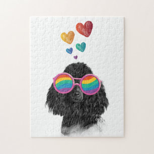 Poodle Dog with Hearts Valentine's Day Jigsaw Puzzle