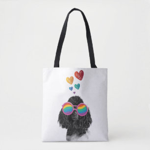 Poodle Dog with Hearts Valentine's Day  Tote Bag