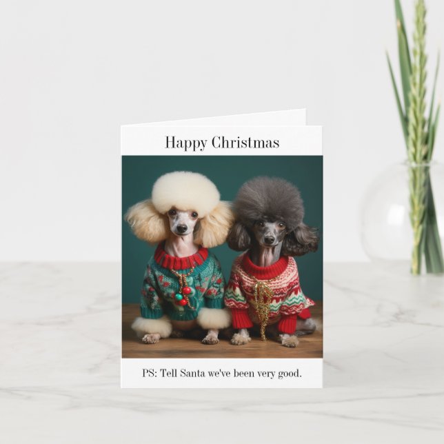 Poodle Dogs Christmas Card (Front)