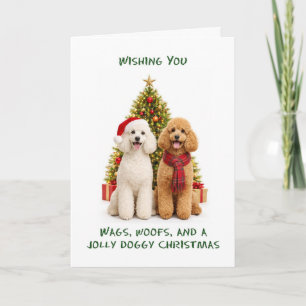 Poodle Dogs Christmas Holiday Card