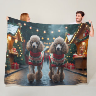 Poodle Dogs Christmas Snow Holiday Fleece Blanket