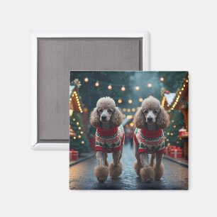 Poodle Dogs Christmas Snow Holiday  Magnet