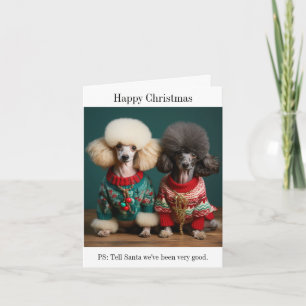 Poodle Dogs Happy Christmas Card