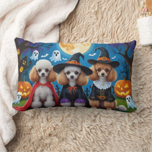 Poodle Dogs Pumpkin Halloween Funny Lumbar Cushion