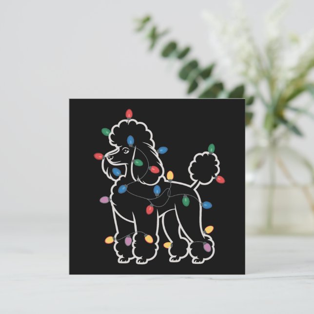 Poodle Dogs Tree Christmas Xmas Pet Animal Dog  Holiday Card (Standing Front)