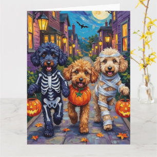 Poodle Dogs Trick-or-Treating Halloween Costumes Card