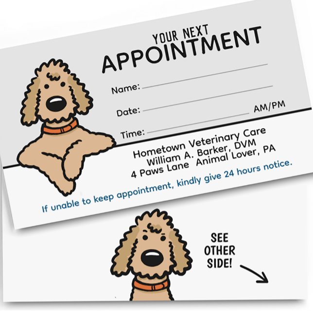 Poodle Doodle Dog Pet Care Appointment Reminder Business Card (Creator Uploaded)