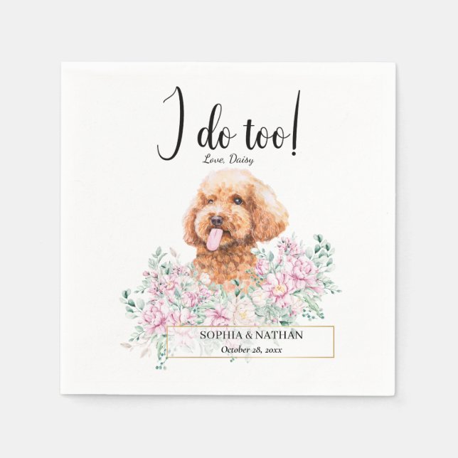 Poodle Doodle Dog Wedding Cocktail Napkins (Front)