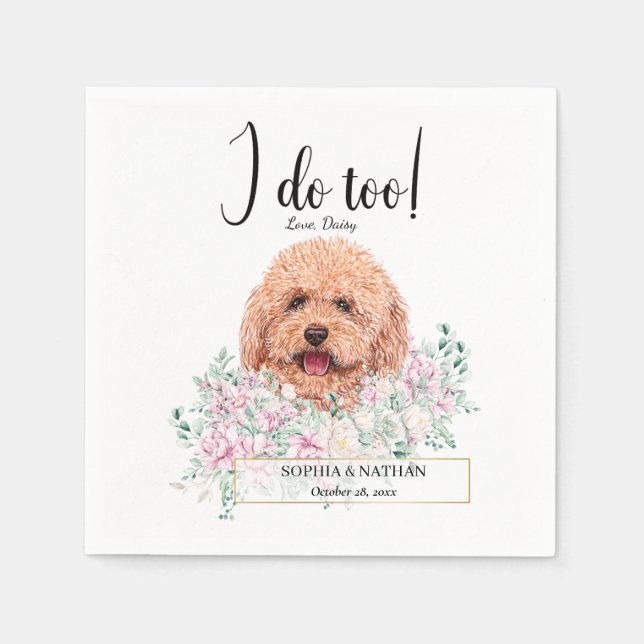 Poodle Doodle Dog Wedding Cocktail Napkins (Front)