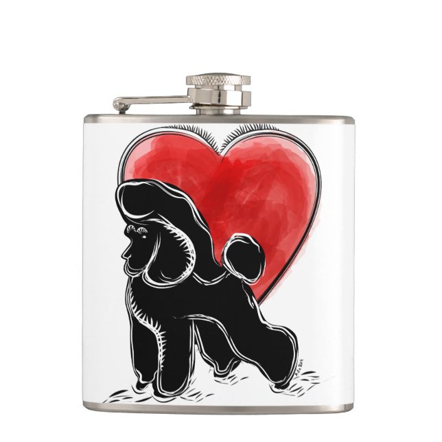 Poodle Drawing Hip Flask (Front)