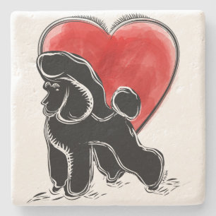 Poodle Drawing Stone Coaster