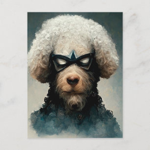 Poodle Dressed As Superhero Dog Postcard