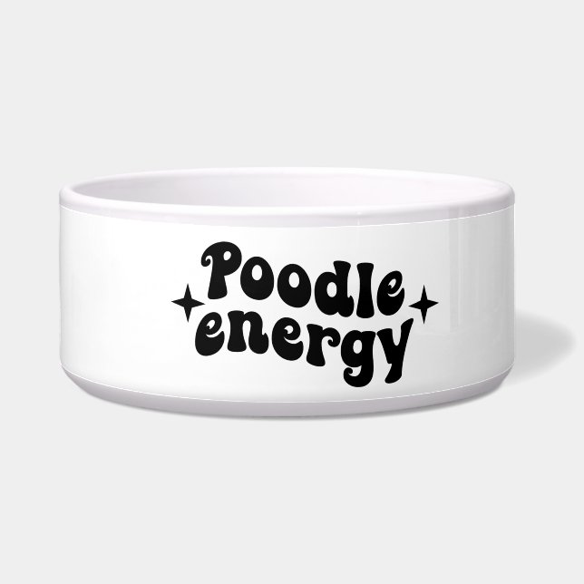 Poodle Energy Ceramic Dog Bowl  (Left)