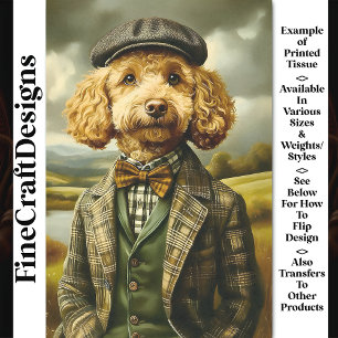 Poodle Farmer Portrait In Landscape CG6 Decoupage Tissue Paper