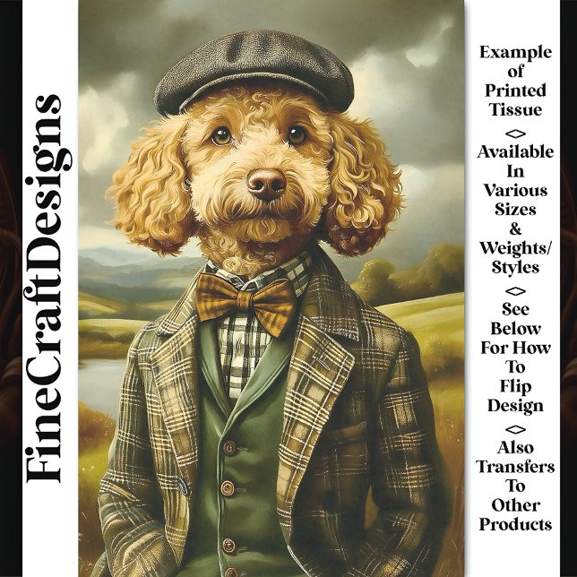 Poodle Farmer Portrait In Landscape CG6 Decoupage Tissue Paper (Creator Uploaded)