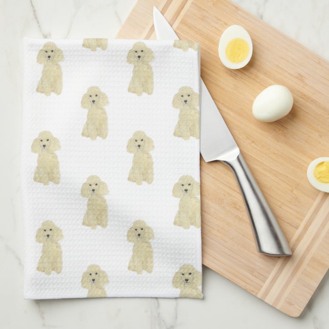Poodle (Fawn Tan Blonde Golden) Tea Towel (Quarter Fold)