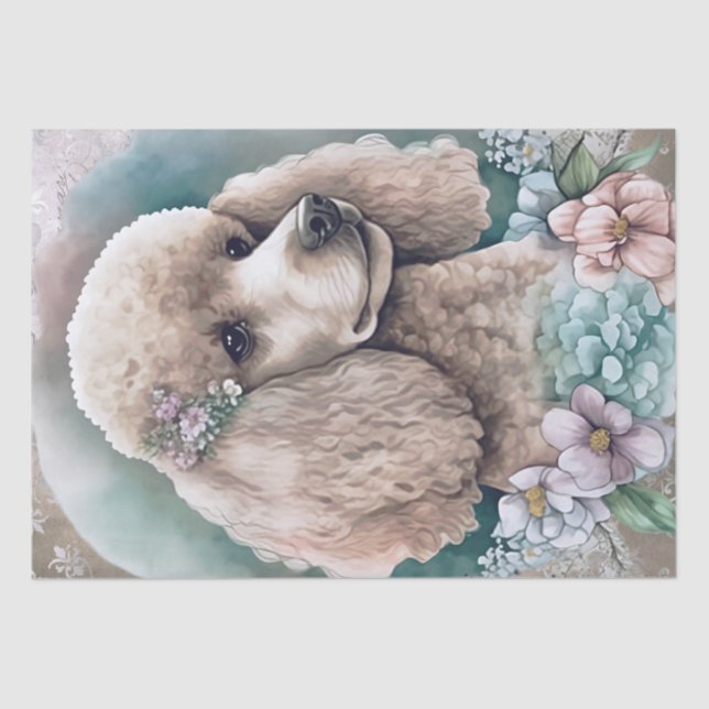 Poodle Floral Dog Tissue Paper (Front)